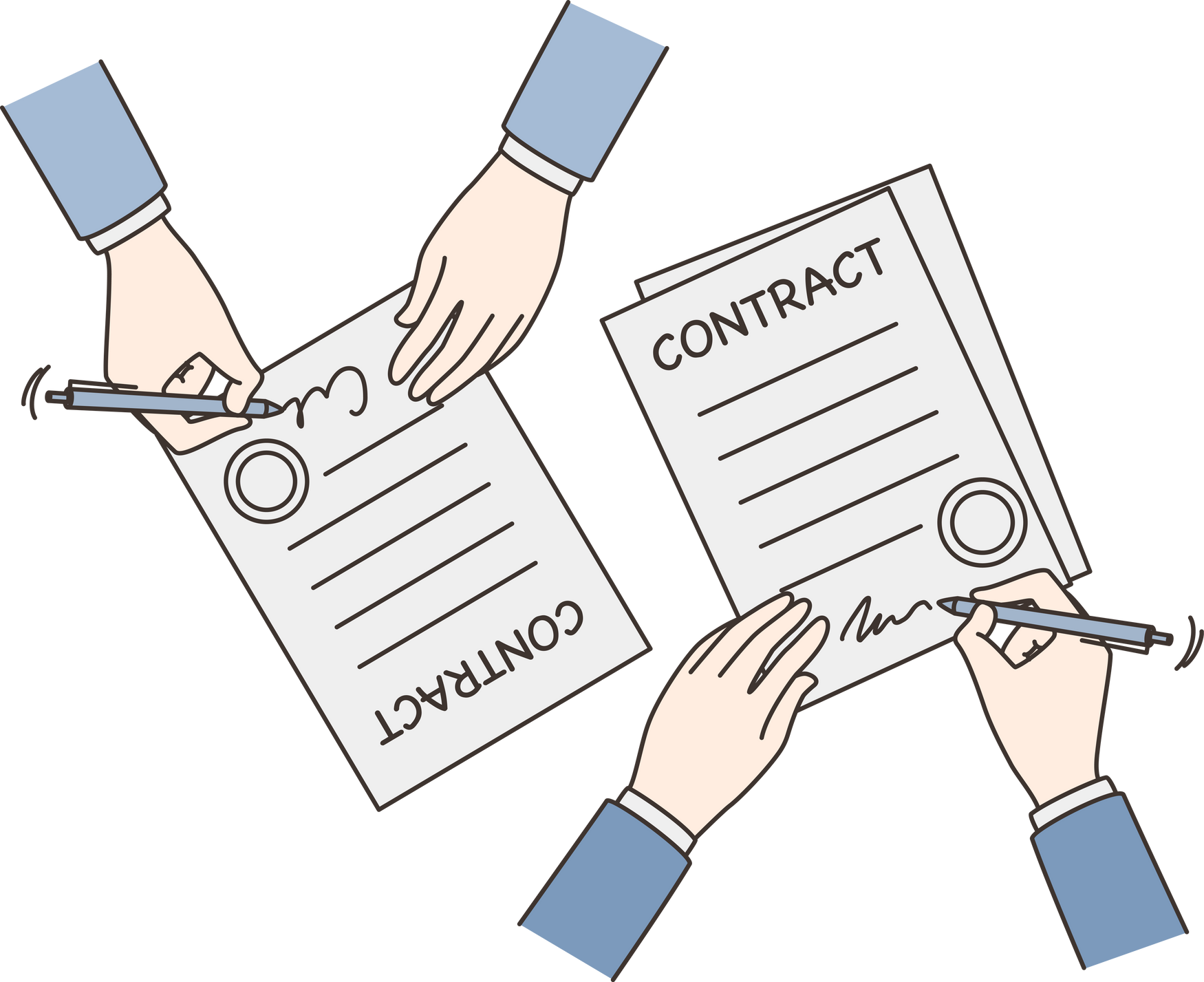 Business partners sign contract at meeting